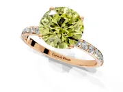 Solitaire Engagement Ring Setting for Fancy Yellow Round Cut Center with Fine Pave Accents and Prong Head in Rose Gold