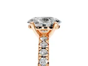 Solitaire Engagement Ring Setting for Oval Center with Large Accents and Prong Head in Rose Gold