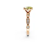 Solitaire Engagement Ring Setting for Fancy Yellow Oval Center with Milgrain Bezel Accents and Prong Head in Rose Gold
