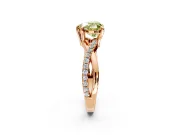 Solitaire Engagement Ring Setting for Fancy Yellow Heart-Shaped Center with Half-Pave Crossover Band and Prong Head in Rose Gold