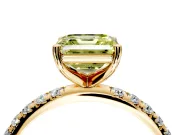 Solitaire Engagement Ring Setting for Fancy Yellow Asscher Cut Center with Micro Pave Band and Prong Head in Yellow Gold