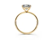 Solitaire Engagement Ring Setting for Asscher Cut Center with Straight Thin Band and Prong Head in Yellow Gold
