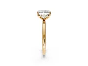 Hidden Halo Engagement Ring Setting for Radiant Cut Center with Thin Round-Wire Band and Prong Head in Yellow Gold