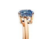 Solitaire Engagement Ring Setting for Fancy Blue Cushion Cut Center with Plain Bypass Twist Band and Prong Head in Rose Gold