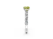 Shared-Prong Engagement Ring Setting for Fancy Yellow Cushion Cut Center with Graduated Accents and Prong Head in Sterling Silver