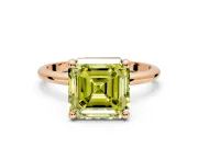 Minimalist Solitaire Engagement Ring Setting for Fancy Yellow Asscher Cut Center with Thin Band and Prong Head in Rose Gold