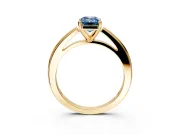 Solitaire Engagement Ring Setting for Fancy Blue Emerald Cut Center with Flat-Sided Plain Band and Prong Head in Yellow Gold