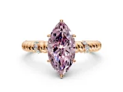 Rope Engagement Ring Setting for Fancy Pink Marquise Center with Accent Shoulders and Prong Head in Rose Gold