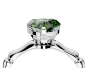Solitaire Engagement Ring Setting for Fancy Green Heart-Shaped Center with Bamboo Band and Prong Head in Sterling Silver
