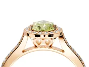 Halo Engagement Ring Setting for Fancy Yellow Pear-Shaped Center with Pave Accents, Heart Basket and Prong Head in Rose Gold