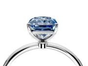 Solitaire Engagement Ring Setting for Fancy Blue Radiant Cut Center with Straight Thin Band and Prong Head in Sterling Silver