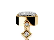 Milgrain Bezel Engagement Ring Setting for Radiant Cut Center with Marquise Stations and Bezel Head in Yellow Gold