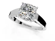 Solitaire Engagement Ring Setting for Cushion Cut Center with Tapered Split Shoulders and Prong Head in White Gold