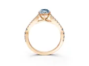 Solitaire Engagement Ring Setting for Fancy Blue Marquise Center with Pave Split Shank and Prong Head in Rose Gold