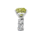 Shared-Prong Engagement Ring Setting for Fancy Yellow Cushion Cut Center with Graduated Accents and Prong Head in Sterling Silver