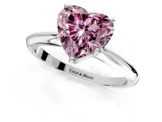 Solitaire Engagement Ring Setting for Fancy Pink Heart-Shaped Center with Knife Ridge Band and Claw Prong Head in Platinum