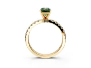 Open Basket Engagement Ring Setting for Fancy Green Emerald Cut Center with Pave Band and Prong Head in Yellow Gold