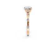 Solitaire Engagement Ring Setting for Princess Cut Center with Bezel Station Band and Prong Head in Rose Gold