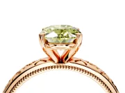 Solitaire Engagement Ring Setting for Fancy Yellow Oval Center with Scrollwork Band and Prong Head in Rose Gold