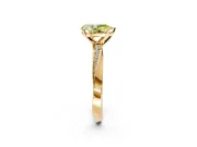 Side Accent Engagement Ring Setting for Fancy Yellow Pear-Shaped Center with Accent Shoulders and Prong Head in Yellow Gold
