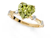 Solitaire Engagement Ring Setting for Fancy Yellow Heart-Shaped Center with Bezel Station Band and Prong Head in Yellow Gold