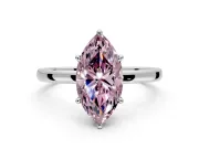 Hidden Halo Engagement Ring Setting for Fancy Pink Marquise Center with Plain Band and Tall Prong Head in Platinum