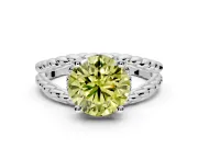 Halo Engagement Ring Setting for Fancy Yellow Round Cut Center with Rope Twist Split Shank and Prong Head in Platinum
