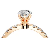 Open Basket Engagement Ring Setting for Pear-Shaped Center with Pave Band and Prong Head in Rose Gold
