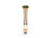 Solitaire Engagement Ring Setting for Fancy Green Cushion Cut Center with Channel Band and Double Claw Prong Head in Rose Gold
