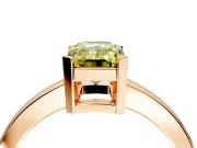 Solitaire Engagement Ring Setting for Fancy Yellow Emerald Cut Center with Plain Band and Flat Tab Prong Head in Rose Gold