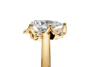 Floral Frame Engagement Ring Setting for Pear-Shaped Center with Accent Clusters and Prong Head in Yellow Gold