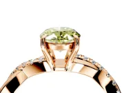 Crossover Engagement Ring Setting for Fancy Yellow Oval Center with Pave and Plain Strands and Prong Head in Rose Gold