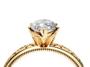 Solitaire Engagement Ring Setting for Marquise Center with Scrollwork Band and Prong Head in Yellow Gold