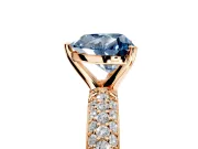 Solitaire Engagement Ring Setting for Fancy Blue Heart-Shaped Center with Domed Multi-Row Pave Band and Prong Head in Rose Gold