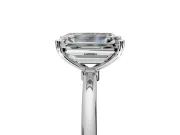 Solitaire Engagement Ring Setting for Emerald Cut Center with Straight Thin Band and Prong Head in Platinum