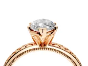 Solitaire Engagement Ring Setting for Marquise Center with Milgrain X Pattern Band and Prong Head in Rose Gold