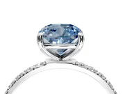 Solitaire Engagement Ring Setting for Fancy Blue Cushion Cut Center with Pave Accents and Prong Head in Platinum
