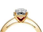 Solitaire Engagement Ring Setting for Emerald Cut Center with Basket Rail and Prong Head in Yellow Gold