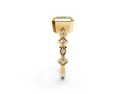 Milgrain Bezel Engagement Ring Setting for Fancy Yellow Asscher Cut Center with Marquise Stations and Bezel Head in Yellow Gold