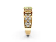 Pave Engagement Ring Setting for Fancy Yellow Radiant Cut Center with Curved Accent Rows, Openwork and Prong Head in Yellow Gold