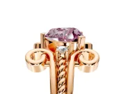 Solitaire Engagement Ring Setting for Fancy Pink Heart-Shaped Center with Twisted Band and Scroll Prong Head in Rose Gold