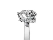 Hidden Halo Engagement Ring Setting for Heart-Shaped Center with Wide Flat Plain Band and Prong Head in Platinum