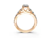 Solitaire Engagement Ring Setting for Emerald Cut Center with Graduated Shared Prongs and Prong Head in Rose Gold