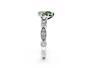 Solitaire Engagement Ring Setting for Fancy Green Pear-Shaped Center with Milgrain Bezel Accents and Prong Head in Platinum