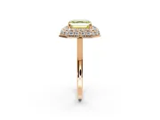 Halo Engagement Ring Setting for Fancy Yellow Asscher Cut Center with Plain Tapered Band and Prong Head in Rose Gold