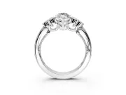 Cluster Engagement Ring Setting for Marquise Center with Bezel Accent Clusters and Prong Head in Sterling Silver