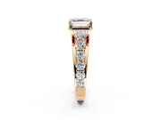 Solitaire Engagement Ring Setting for Asscher Cut Center with Graduated Shared Prongs and Prong Head in Rose Gold