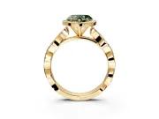 Halo Engagement Ring Setting for Fancy Green Heart-Shaped Center with Pave and Plain Twist Band and Prong Head in Yellow Gold
