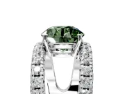 Solitaire Engagement Ring Setting for Fancy Green Round Cut Center with Wide-Open Split Shank and Prong Head in Platinum