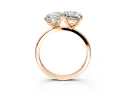 Cushion Cut and Emerald Cut Lab-Grown Diamond Toi et Moi Engagement Ring with Prong-Set Stones in Rose Gold